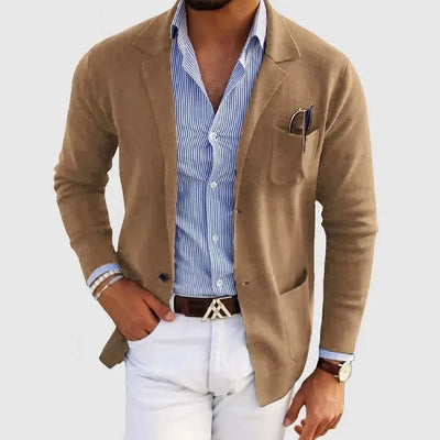 Blazer Casual de Homem com Lapelas e Bolsos
