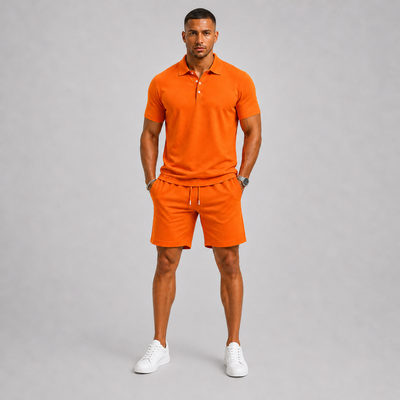 Completo Estivo Uomo con Polo a Bottoni e Pantaloncini Sportivi