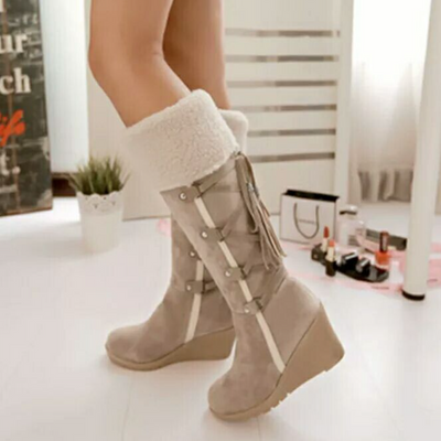 Botas de inverno de senhora com cunha