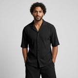 Completo Estivo Uomo a Righe Verticali con Camicia e Pantaloncini