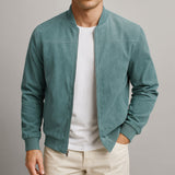 Giacca Bomber Uomo Effetto Scamosciato con Zip