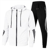 Tuta Sportiva Uomo con Felpa Zip, Cappuccio e Pantaloni