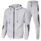 Tuta Sportiva Uomo con Felpa Zip, Cappuccio e Pantaloni