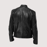 Giacca Biker Uomo Effetto Pelle con Collo Alto e Zip