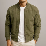 Giacca Bomber Uomo Effetto Scamosciato con Zip