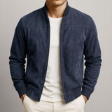 Giacca Bomber Uomo Effetto Scamosciato con Zip