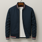 Giacca Bomber Uomo con Zip e Finiture a Righe