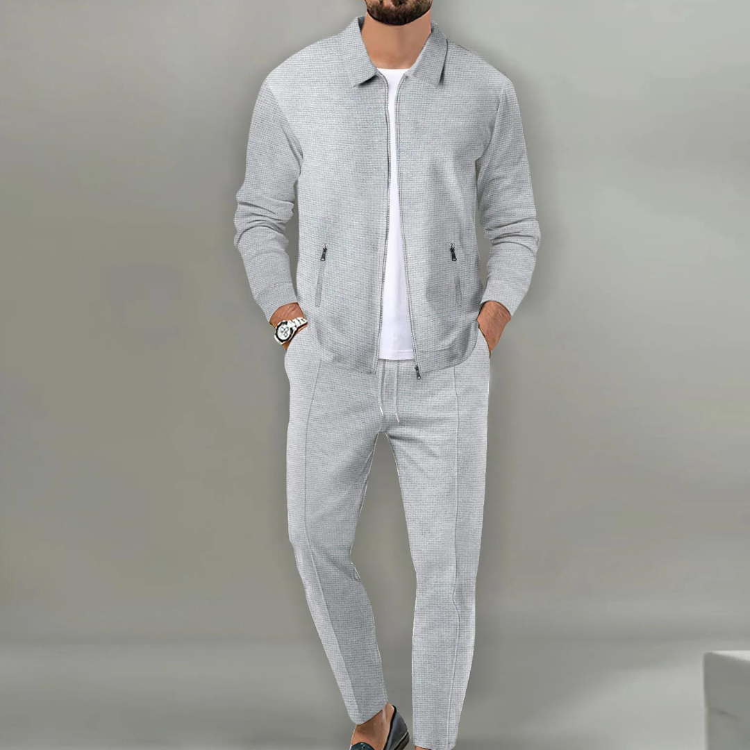 Completo Casual Uomo con Giacca Zip e Pantaloni Coordinati