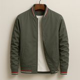 Giacca Bomber Uomo con Zip e Finiture a Righe