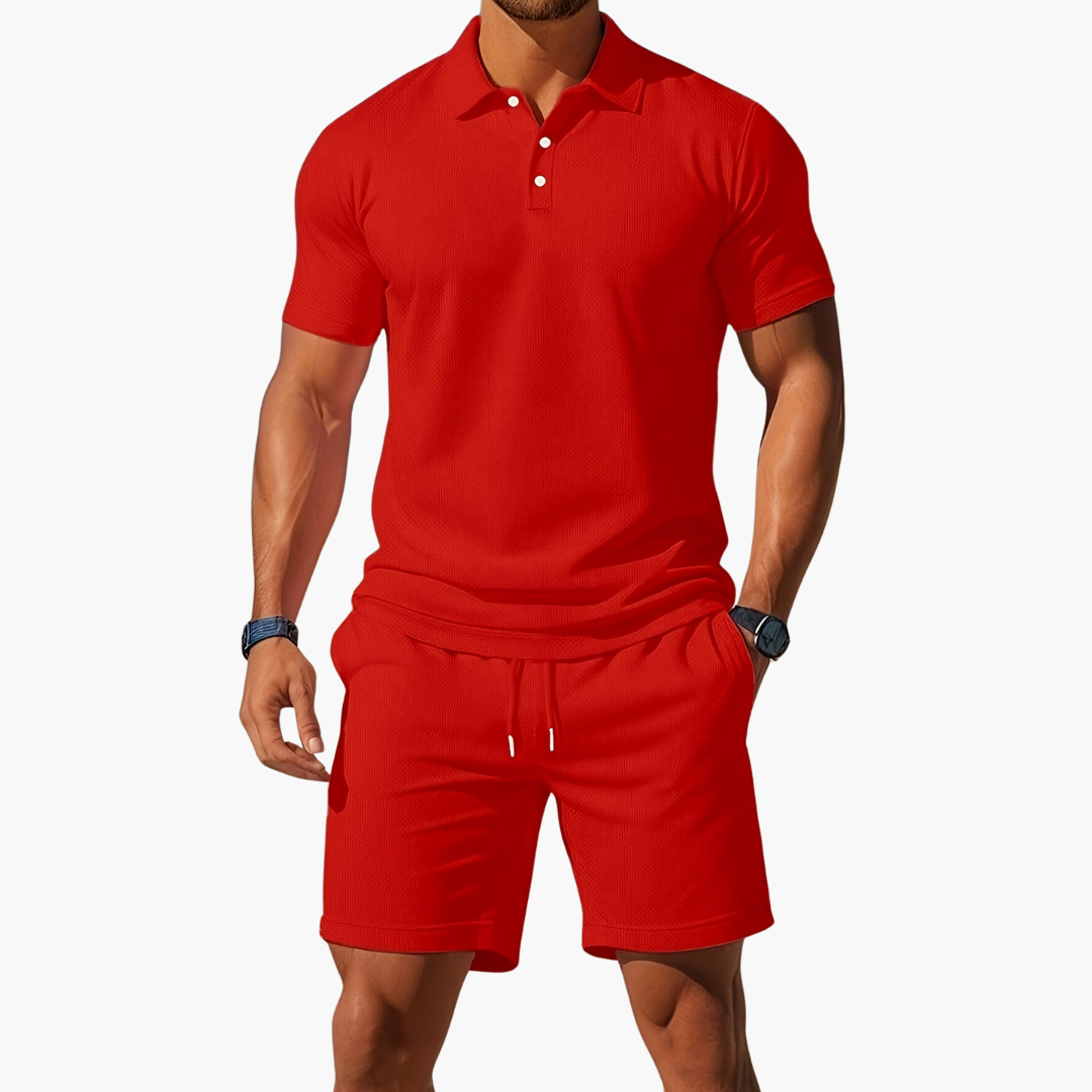 Completo Estivo Uomo con Polo a Bottoni e Pantaloncini Coordinati