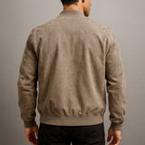 Giacca Bomber Uomo Effetto Scamosciato con Zip