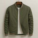 Giacca Bomber Uomo con Zip e Finiture a Righe