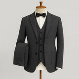 Abito Elegante Uomo Tre Pezzi con Gilet e Tessuto Testurizzato