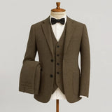 Abito Elegante Uomo Tre Pezzi con Gilet e Tessuto Testurizzato