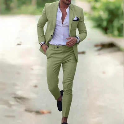 Abito Elegante Uomo Due Pezzi con Blazer a Un Bottone e Pantaloni