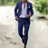 Abito Elegante Uomo Due Pezzi con Blazer a Un Bottone e Pantaloni