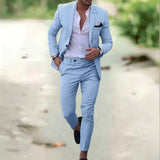 Abito Elegante Uomo Due Pezzi con Blazer a Un Bottone e Pantaloni