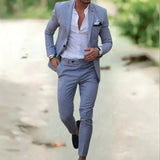 Abito Elegante Uomo Due Pezzi con Blazer a Un Bottone e Pantaloni
