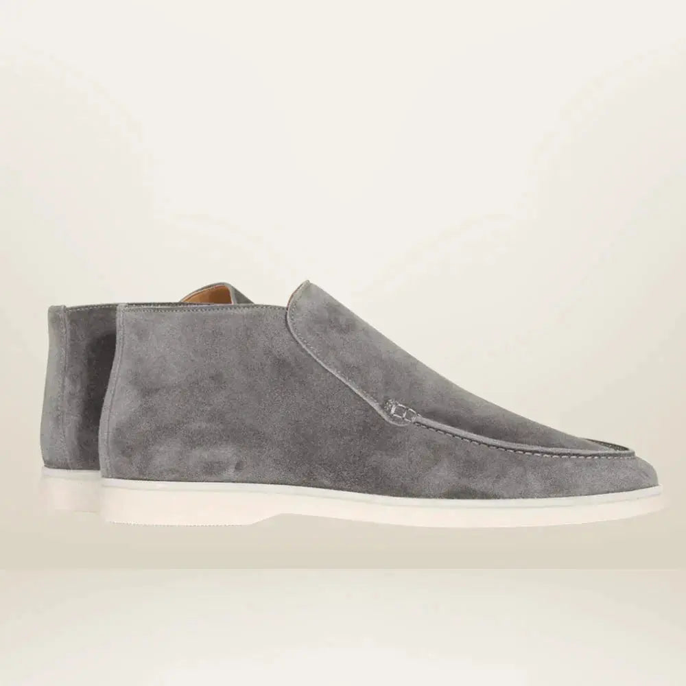 Mocassini uomo slip-on alla caviglia effetto scamosciato