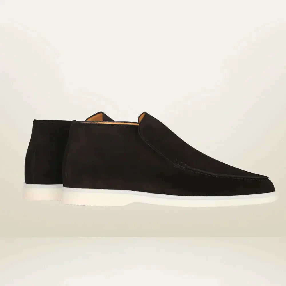 Mocassini uomo slip-on alla caviglia effetto scamosciato
