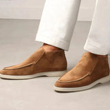 Mocassini uomo slip-on alla caviglia effetto scamosciato