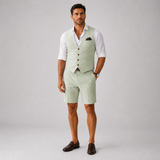 Completo Estivo Uomo con Gilet Elegante e Pantaloncini Sartoriali