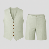 Completo Estivo Uomo con Gilet Elegante e Pantaloncini Sartoriali