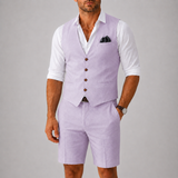 Completo Estivo Uomo con Gilet Elegante e Pantaloncini Sartoriali