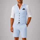 Completo Estivo Uomo con Gilet Elegante e Pantaloncini Sartoriali