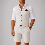 Completo Estivo Uomo con Gilet Elegante e Pantaloncini Sartoriali