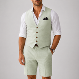 Completo Estivo Uomo con Gilet Elegante e Pantaloncini Sartoriali