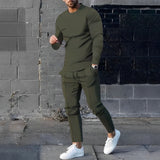 Completo Casual Uomo con Maglia a Maniche Lunghe e Pantaloni Jogger