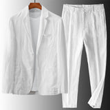 Completo Uomo Effetto Lino con Blazer e Pantaloni Coordinati