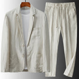 Completo Uomo Effetto Lino con Blazer e Pantaloni Coordinati