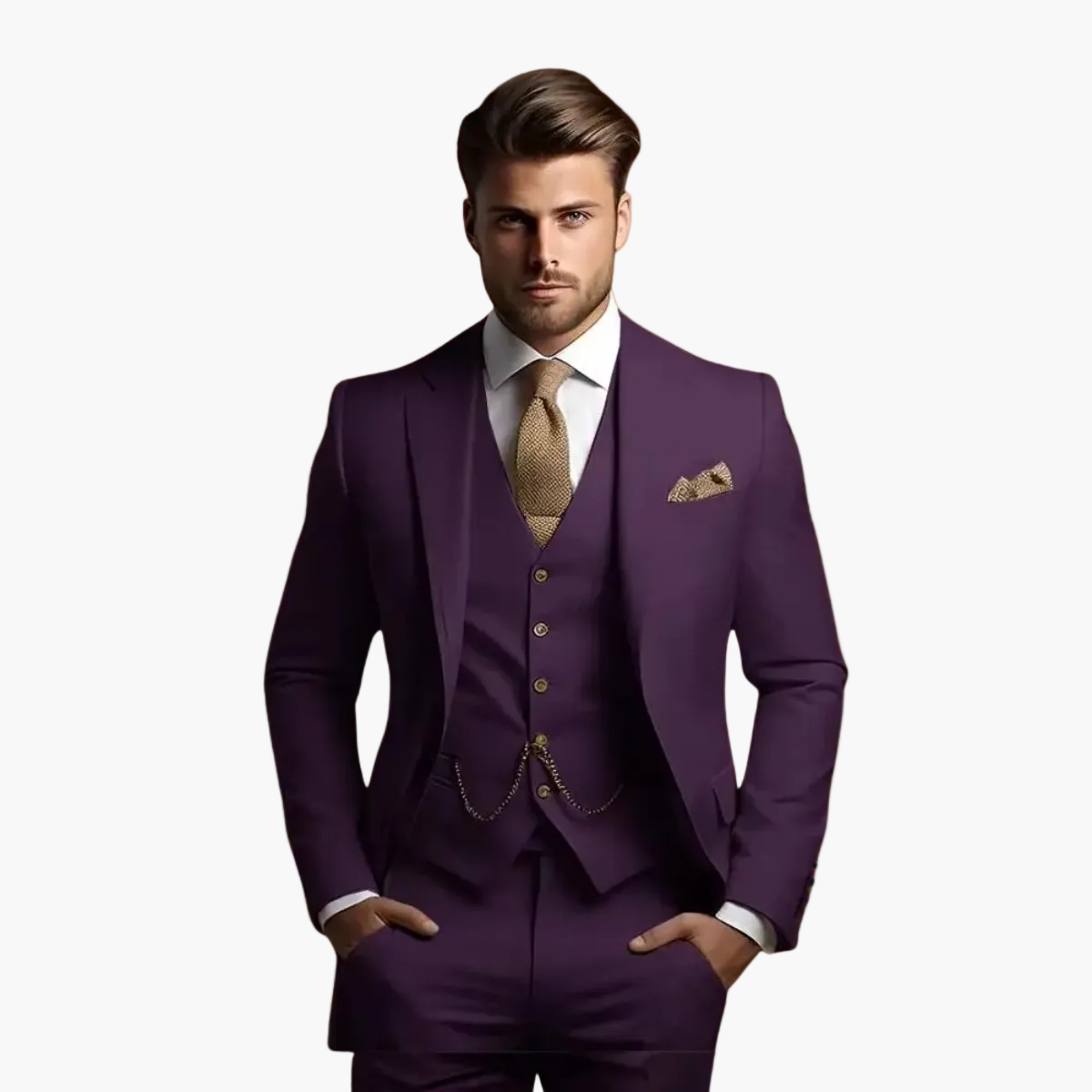 Abito slim fit da uomo a tre pezzi