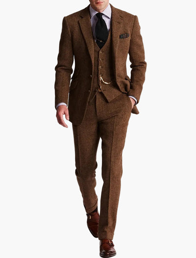Fato de homem em tweed de três peças