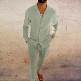 Completo Uomo in Stile Lino con Camicia e Pantaloni Coordinati