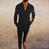 Completo Uomo in Stile Lino con Camicia e Pantaloni Coordinati