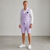 Completo Estivo Elegante Uomo con Gilet e Pantaloncini Coordinati