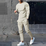 Completo Casual Uomo con Maglia a Maniche Lunghe e Pantaloni Jogger