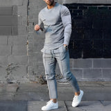 Completo Casual Uomo con Maglia a Maniche Lunghe e Pantaloni Jogger