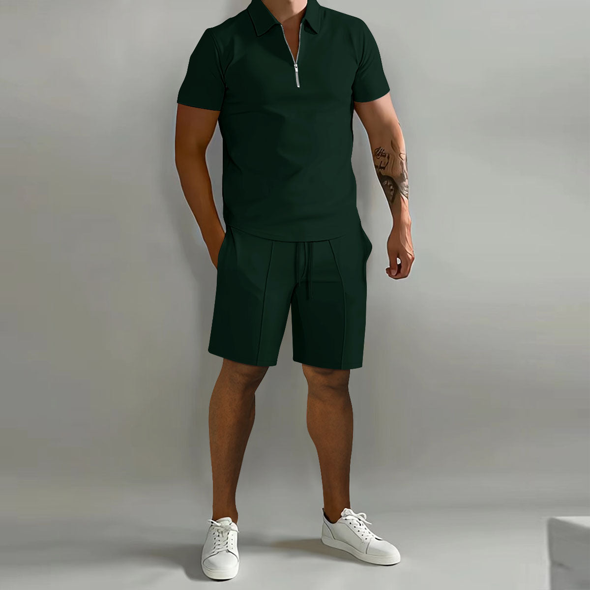 Completo Estivo Uomo con Polo a Zip e Pantaloncini