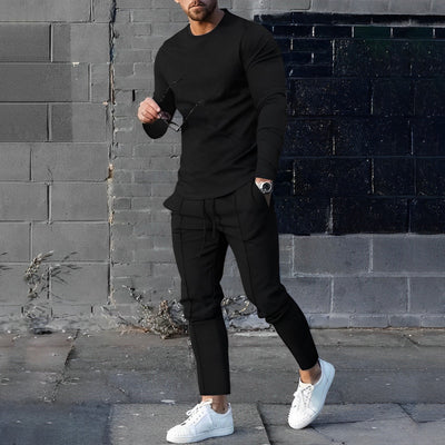 Completo Casual Uomo con Maglia a Maniche Lunghe e Pantaloni Jogger