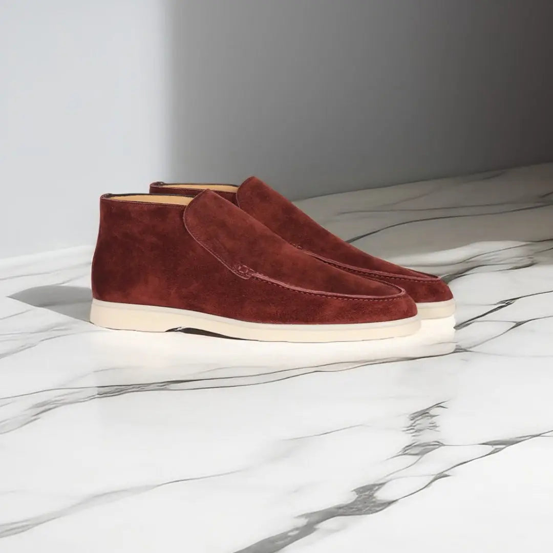 Mocassini uomo slip-on in camoscio alla caviglia