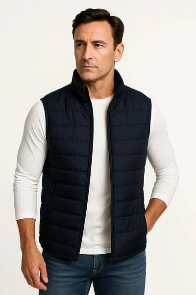 Gilet Uomo Imbottito con Collo Alto e Zip