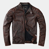 Giacca Biker Uomo Effetto Pelle con Spalle Trapuntate