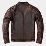 Giacca Biker Uomo Effetto Pelle con Spalle Trapuntate