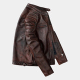 Giacca Biker Uomo Effetto Pelle con Spalle Trapuntate