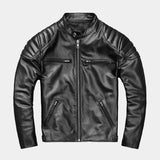 Giacca Biker Uomo Effetto Pelle con Spalle Trapuntate