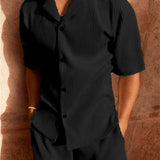 Completo Estivo Uomo a Righe Verticali con Camicia e Pantaloncini